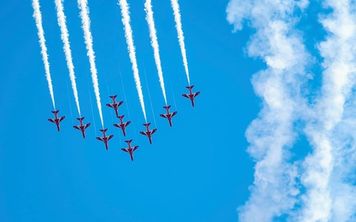 Red Arrows, Royal Air Force Aerobatic Team, Airshow 2024, Teignmouth, Devon, England, United