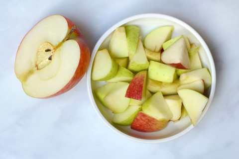 Apple pieces in skin, apple, malus