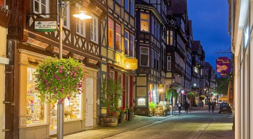 The Lange Straße in the old town centre of Hannoversch Münden with half-timbered houses in the