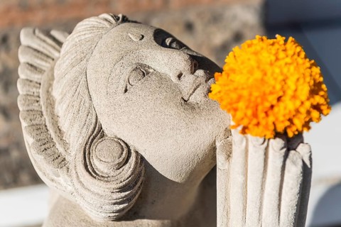Female temple figure, head, face, woman, calm, Hinduism, relaxation, wellness, female, serenity,