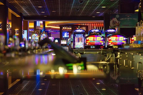 Las Vegas, Nevada-March 10, 2017: Casino machines in the entertainment area at night