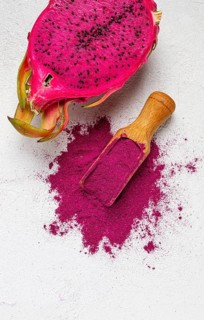 Pitaya powder, dragon fruit, freeze-dried powder, top view, no people