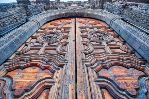 Scenic old churches in Zocalo, Mexico City