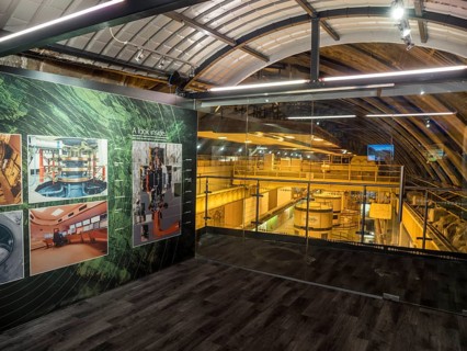 Cruachan hydro-elektric power station, view of machine hall, part of guided tour, lake Loch Awe,