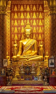 Buddha image at Wat Sensoukharam, Luang Prabang, Laos, Asia