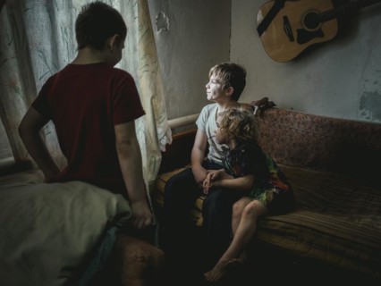 Sasha, 9 years old, Dima, 12 years old and Nastya, 5 years old. They live in the village of