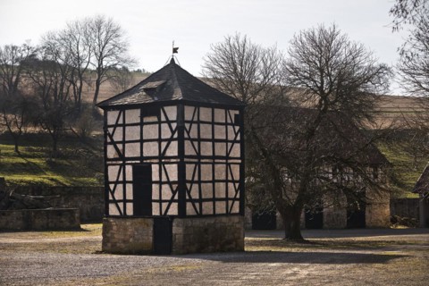 Pigeon tower in the courtyard of Canstein Castle, Canstein Castle, Marsberg, Sauerland, North