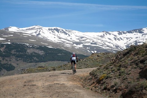 Cycling in the Sierra Nevada Mountains in the High Alpujarras, near Capileira, Granada Province,