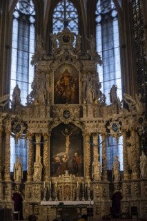 St Mary's Cathedral interior view, the high altar from 1697 in the Gothic choir, Erfurt, Thuringia,