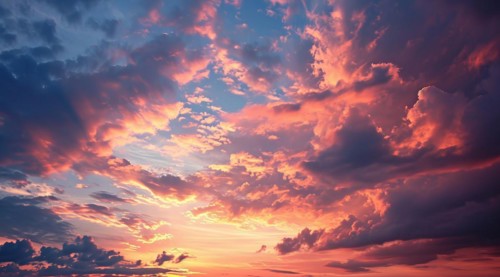 Scenic sunset skies over Caribbean islands, AI generated