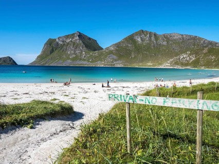 Hauklandstranda, Haukland beach, sandy beach, island Vestvagøy, Lofoten, Norway, Europe