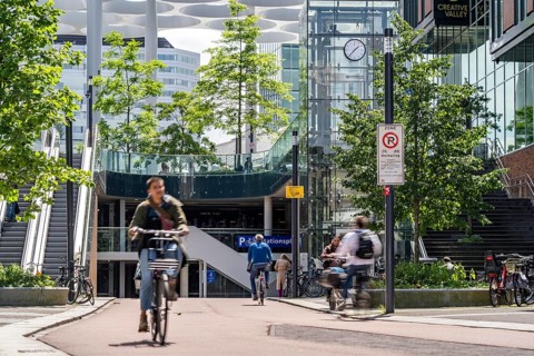 Entrance and exit of the bicycle car park at Utrecht Centraal station, Stationsplein, over 13, 000