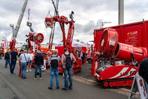 Turbo extinguishers, vehicles, equipment, outdoor area at the Interschutz 2022 trade fair in