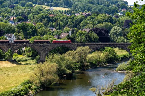 The Ruhr Valley near Witten, Ruhr Viaduct, railway bridge for local trains and goods trains over