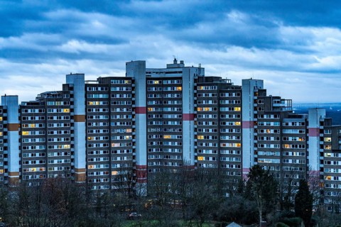 High-rise buildings in the Bensberg residential park, Bergisch-Gladbach, 18-storey housing estate