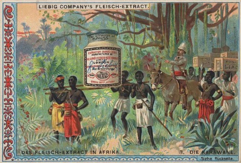 Series Export of Liebig meat extract to Africa, distribution in the country with a caravan, Liebig