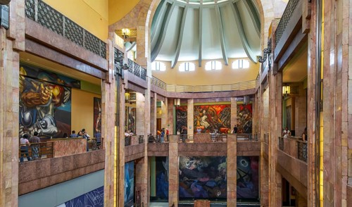 Art Nouveau architecture interior of Palacio de Bellas Artes, Palace of Fine Arts, Mexico City,