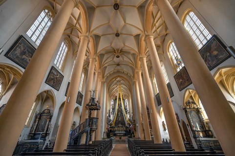 Interior of St Vitus Church, 16th century, Iphofen, Lower Franconia, Bavaria, Germany, Europe