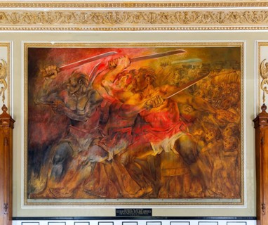 Painting 'Guerra de Castas', ' Caste Wars' by Fernando Castro Pacheco, Palacio de Gobierno, Merida,
