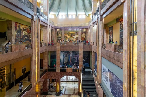 Art Nouveau architecture interior of Palacio de Bellas Artes, Palace of Fine Arts, Mexico City,