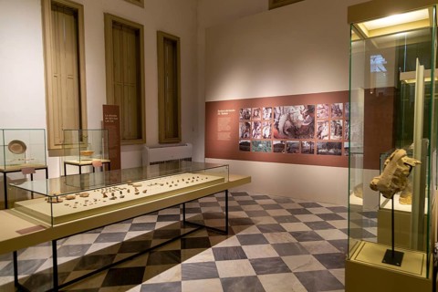 Archaeology exhibition inside Palacio Canton palace anthropology museum, Merida, Yucatan State,