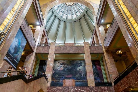 Art Nouveau architecture interior of Palacio de Bellas Artes, Palace of Fine Arts, Mexico City,