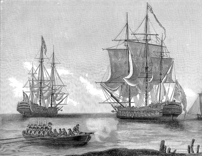 Historical illustration, Different types of English warships, early 19th Century, verschiedene