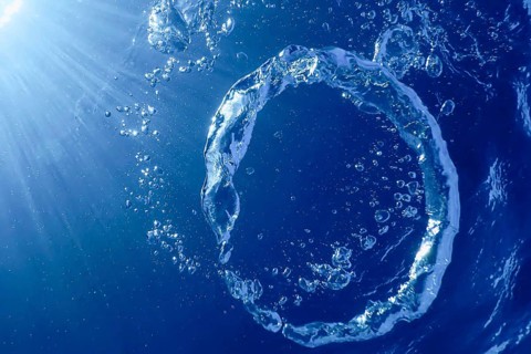 Underwater Bubble Ring Ascends towards the Sun