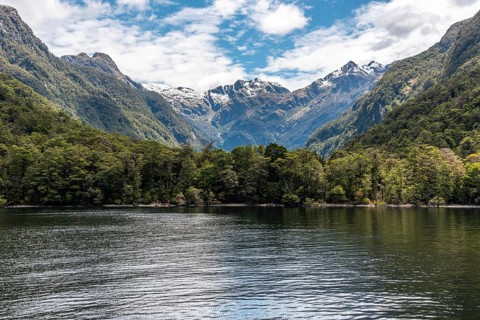 Beautiful mountain landscape surrounding lake Te Anau, South Island of New Zealand