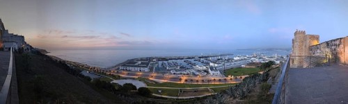 Scenic view from the York castle in Tangier at night, Morocco, Africa