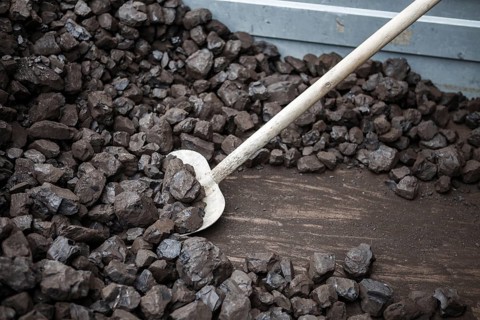 Shovel and coal, lignite storage