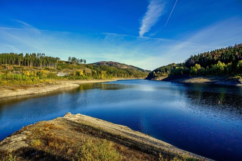The Oker dam near Altenau in the Harz Mountains in the district of Goslar, Germany, Europe