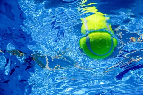 Tennis Summer Concept, Tennis Ball Underwater, Swimming Pool, Summer Tennis Camp