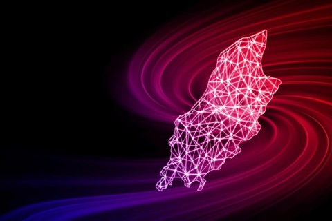 Map of Isle of Man, Polygonal mesh line map, modern map