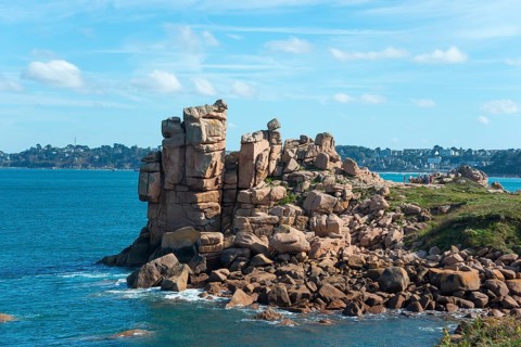 Coastal landscape with impressive cliffs and sea views, Ploumanac'h, Ploumanach, Perros-Guirec,