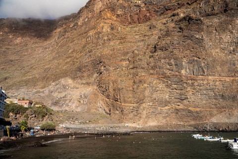 On the beach of Vueltas, Valle Gran Rey, La Gomera, Canary Islands, Spain, Europe