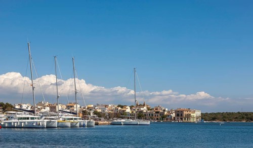 Sailing boats in the harbour of Portocolom, Majorca, Balearic Islands, Spain, Europe