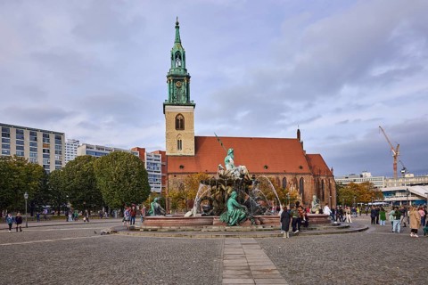 St. Mary's Church with Neptune Fountain, Karl-Liebknecht-Straße, Berlin, capital city, independent
