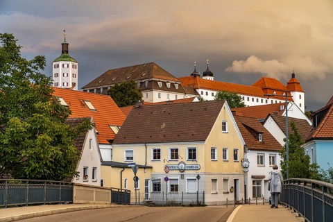 Old Town of Günzburg with Lower Tor Tor and Margrave's Castle, Günzburg, Bavaria, Germany, Europe