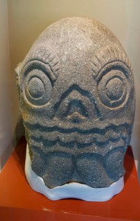 Stone Tecpatl sculpture figure, archaeological site and museum of Templo Mayor, Mexico City,