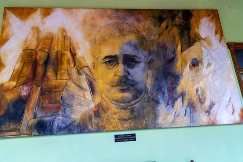 Painting of Salvador Alvarado by Fernando Castro Pacheco, Palacio de Gobierno, Merida, Yucatan
