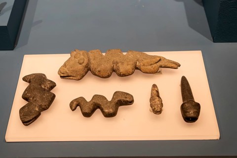 Offerings to Tlaloc, god of rain, archaeological site and museum of Templo Mayor, Mexico City,