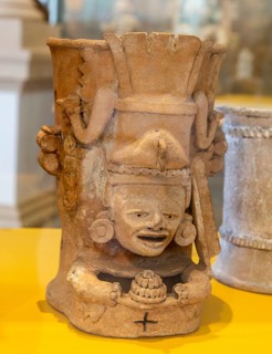 'Idolos' exhibition anthropomorphic figure, Palacio Canton palace anthropology museum, Merida,
