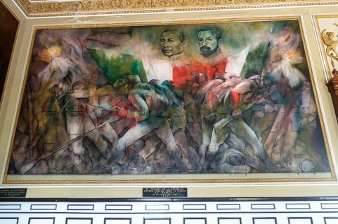 Painting 'El Triumfo de la Republica' by Fernando Castro Pacheco, Palacio de Gobierno, Merida,