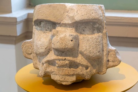 'Idolos' exhibition anthropomorphic figure, Palacio Canton palace anthropology museum, Merida,