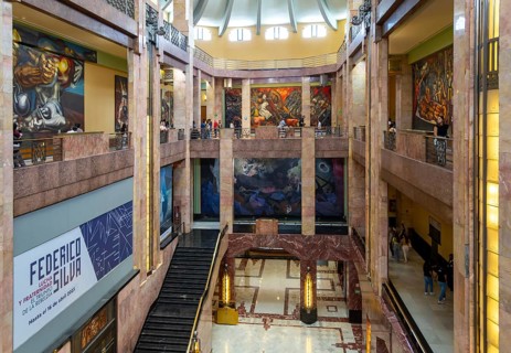Art Nouveau architecture interior of Palacio de Bellas Artes, Palace of Fine Arts, Mexico City,