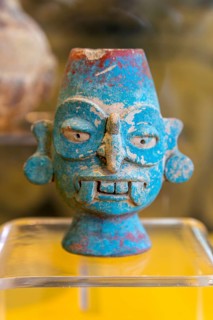 'Idolos' exhibition anthropomorphic figure, Palacio Canton palace anthropology museum, Merida,