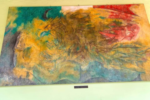 Mexico's Eternal Struggle' painting by Fernando Castro Pacheco, Palacio de Gobierno, Merida,