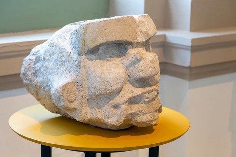 'Idolos' exhibition anthropomorphic figure, Palacio Canton palace anthropology museum, Merida,