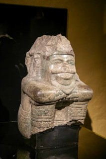 Figure of Xiuhtecuhtli, god of fire, archaeological site and museum of Templo Mayor, Mexico City,